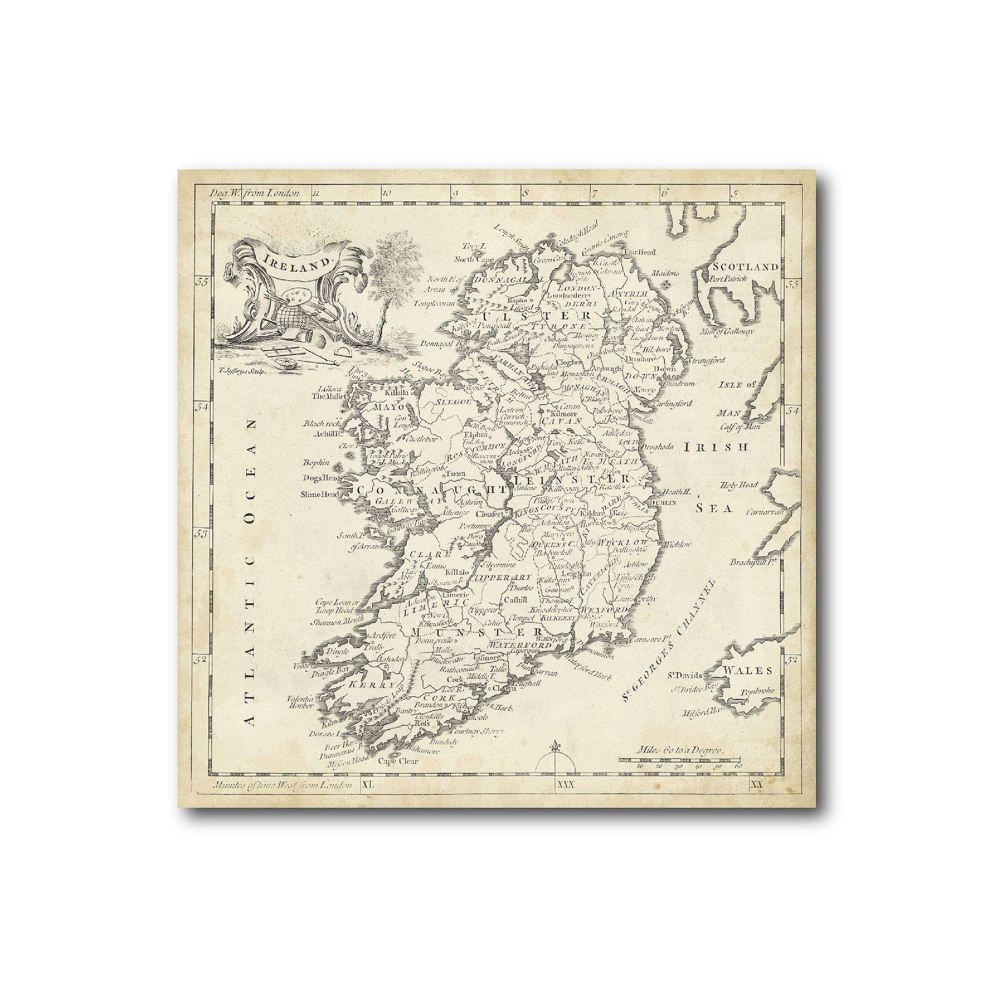 COURTSIDE MARKET Map Of Ireland Canvas Wall Art, Multi