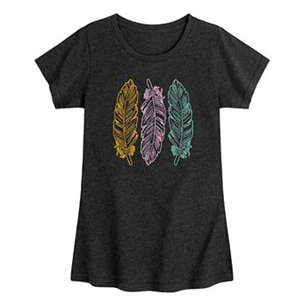 Girls 7-16 Pastel Feathers Graphic Tee