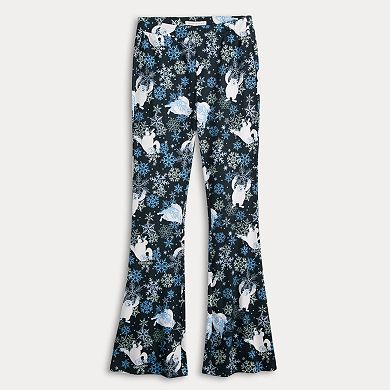 Juniors' Celebrate Together Holiday Print High-Rise Printed Flare-Leg Pants