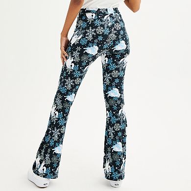 Juniors' Celebrate Together Holiday Print High-Rise Printed Flare-Leg Pants