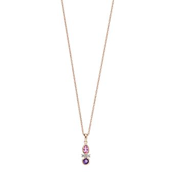 LeRose by Lexi and Rose 10k Rose Gold Over Sterling Silver Amethyst, Lab-Created Pink Sapphire, & Lab-Created White Sapphire Pendant Necklace
