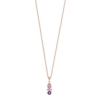 LeRose by Lexi and Rose 10k Rose Gold Over Sterling Silver Amethyst, Lab-Created Pink Sapphire, & Lab-Created White Sapphire Pendant Necklace