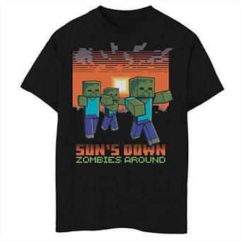 Boys 6-20 Minecraft Sun's Down Zombies Around Portrait Graphic Tee