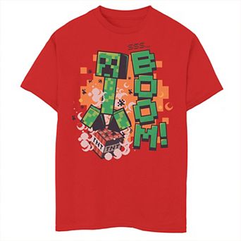 Boys 8-20 Minecraft Creeper Explosion Portrait Graphic Tee