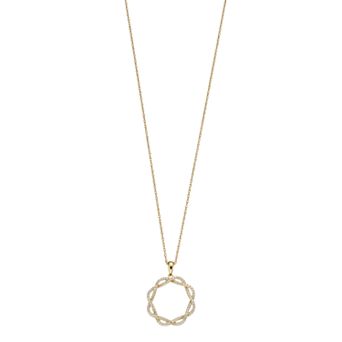 LeRose by Lexi and Rose 10k Gold Over Sterling Silver Lab-Created White Sapphire Circle Pendant Necklace