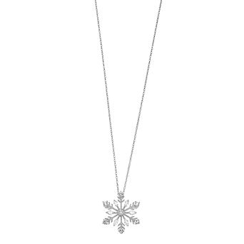 Sterling Silver Lab-Created White Sapphire Snowflake Pendant Necklace