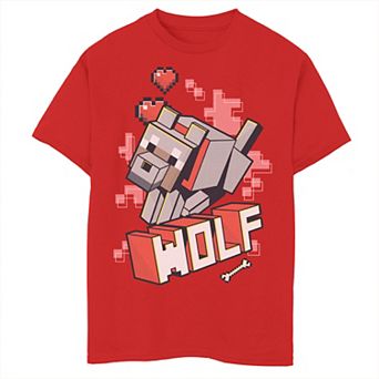 Boys 8-20 Minecraft Wolf Action Portrait Graphic Tee