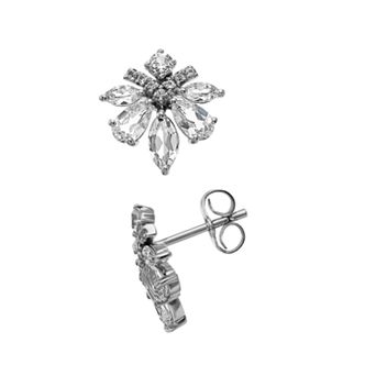 LeRose by Lexi and Rose Sterling Silver Lab-Created White Sapphire Stud Earrings