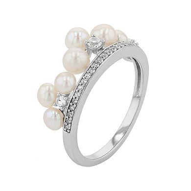 LeRose by Lexi and Rose Sterling Silver Freshwater Cultured Pearl Crown Ring
