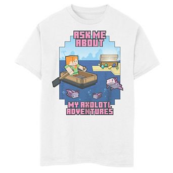 Boys 8-20 Minecraft Alex Ask Me About My Axolotl Adventures Graphic Tee