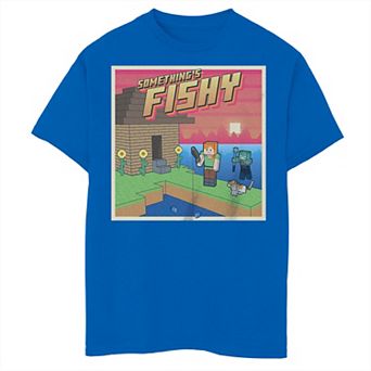 Boys 8-20 Minecraft Something's Fishy Alex Cat Zombie Graphic Tee