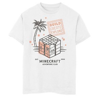 Boys 8-20 Minecraft Adventure Club Est. 2009 Build Create Explore Crafting Table Graphic Tee