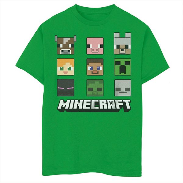 Boys 8-20 Minecraft Chibi Characters Faces Graphic Tee