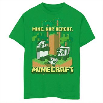 Boys 8-20 Minecraft Pandas Mine Nap Repeat Tee