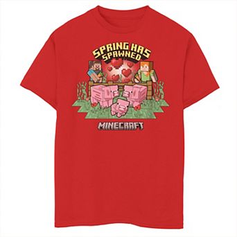 Boys 8-20 Minecraft Steve Alex Pigs Spring Has Spawned Graphic Tee