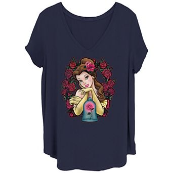 Juniors Plus Size Disney Beauty And The Beast Belle Roses Graphic Tee