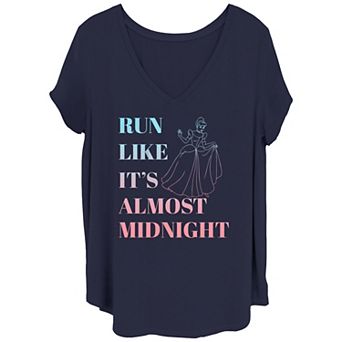 Juniors' Plus Size Disney Cinderella Run Like Midnight Ombre Graphic Tee