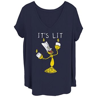 Juniors' Plus Size Beauty And The Beast Lumiere It's Lit Graphic Tee