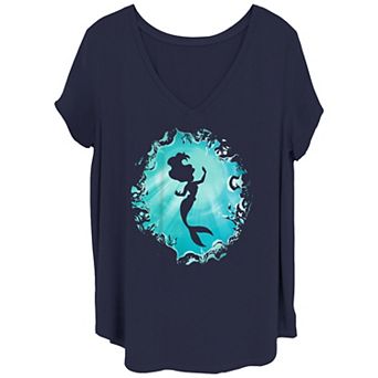 Juniors' Plus Size The Little Mermaid Ariel Silhouette Graphic Tee