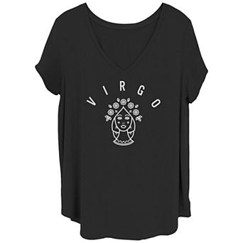 Juniors' Plus Size Virgo Virgin Flowers Graphic Tee