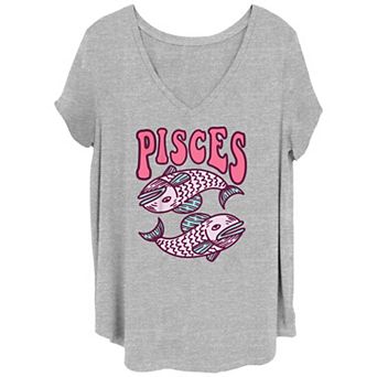 Juniors' Plus Size Zodiac Sign Pisces Graphic Tee