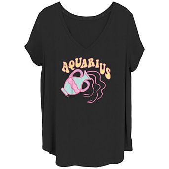Juniors' Plus Size Zodiac Sign Aquarius Graphic Tee