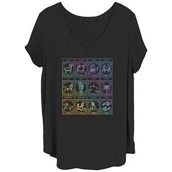 Juniors' Plus Size Zodiac Horoscope Signs Cards Graphic Tee