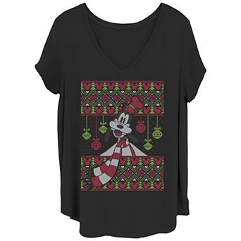 Juniors' Plus Size Disney Goofy Christmas Sweater Graphic Tee