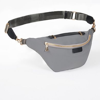 Gray Plus Size Travel Fanny Pack, Unisex Belt Bag With Adjustable Strap