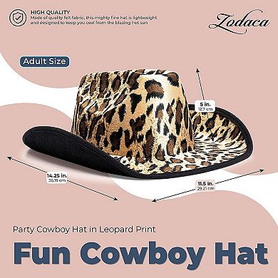 Zodaca Fun Party Cowboy Hat, Leopard Print (Adult Size, Unisex)