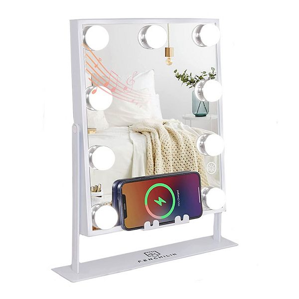 Fenchilin Lighted White Hollywood Makeup Vanity Mirror with 9 Dimmable