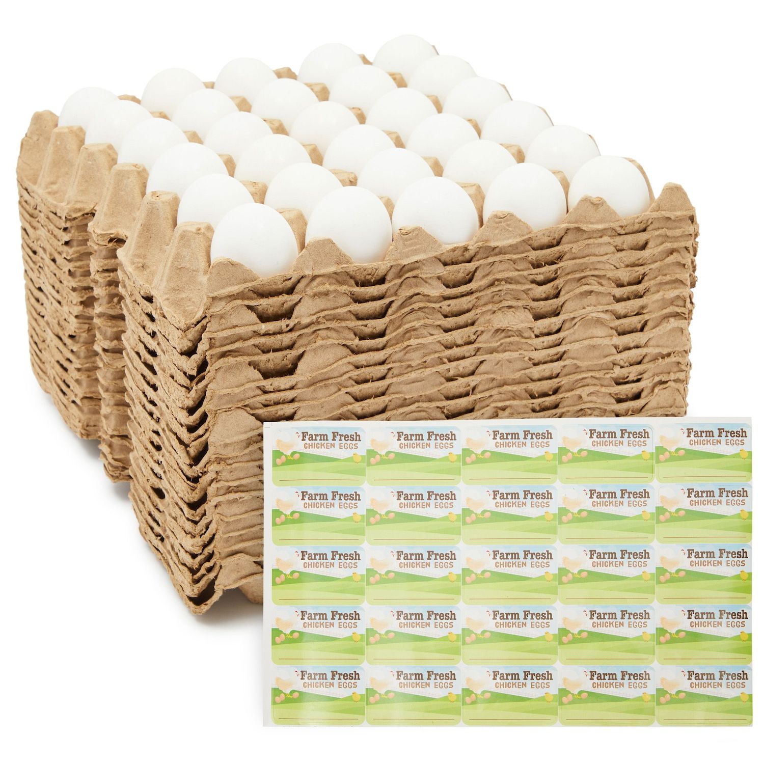 Okuna Outpost 20 Pack Brown Half Dozen Paper Egg Cartons with 25 Labels