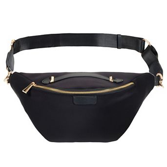 Black Plus Size Travel Fanny Pack, Unisex Belt Bag With Adjustable Strap