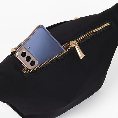Zodaca Black Oversized Fanny Pack Plus Size Crossbody Bag with Adjustable Belt Straps Fits 42 54 inch Waist