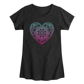 Girls 7-16 Decorative Gradient Heart Graphic Tee