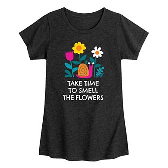 Girls 7-16 Smell The Flowers Snail Graphic Tee