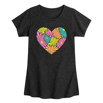 Girls 7-16 Colorful Flower Heart Graphic Tee
