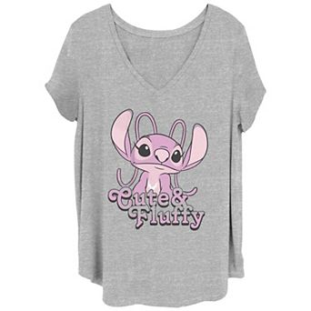 Disney's Lilo & Stitch Juniors' Plus Size Valentine's Day Angel Cute & Fluffy Graphic Tee