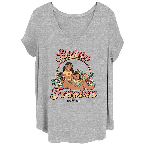 Disney's Lilo & Stitch Juniors' Plus Size Nani Sisters Forever Graphic Tee