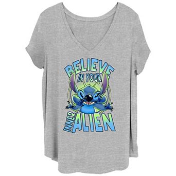 Disney's Lilo & Stitch Juniors' Plus Size Believe in your Inner Alien Graphic Tee