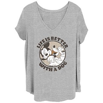 Disney's Mickey & Friends Juniors' Plus Size Life Is Better With A Dog Graphic Tee