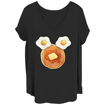 Disney's Mickey & Friends Juniors' Plus Size Mickey Ears Pancakes & Eggs Graphic Tee
