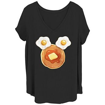 Disney's Mickey & Friends Juniors' Plus Size Mickey Ears Pancakes & Eggs Graphic Tee