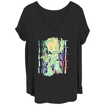 Juniors' Plus Size Marvel I am Groot Colorful Dancing Groot Graphic Tee