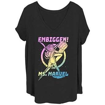 Juniors' Plus Size Marvel Film Ms Marvel Badge Graphic Tee