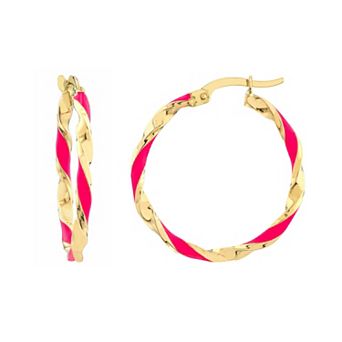 Color Romance 20 mm Enamel Twist Hoop Earrings