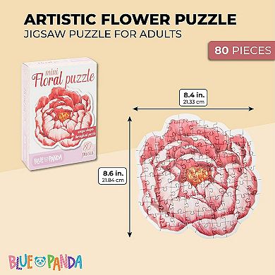 Blue Panda 80 Pieces Mini Floral Jigsaw Puzzles for Adults, 8.4 x 8.6 inches