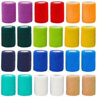 24 Rolls Self Adhesive Bandage Wrap 3 Inch x 5 Yards, Cohesive Tape,12 Colors