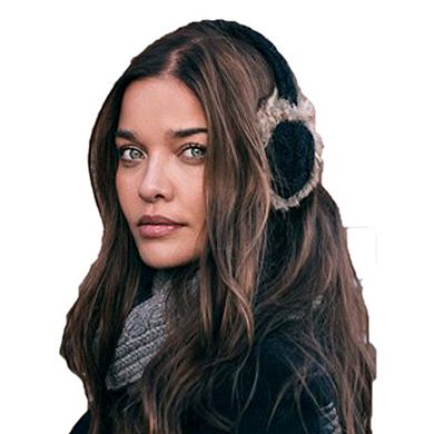 Cable Knit Adjustable Earmuffs With Faux Fur