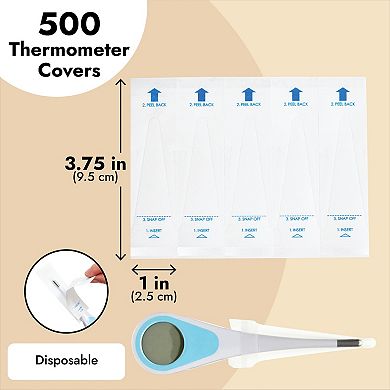 500-pack Disposable Digital Thermometer Probe Covers, Sheath Sleeves